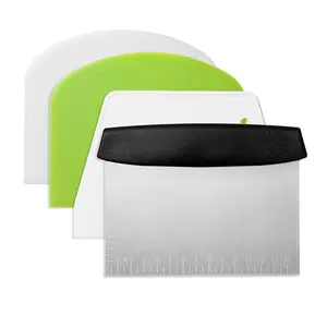 LIIAFUO set of four bench scrapers in various shapes and colors on white background