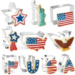 Jremreo 10-piece patriotic cookie cutter set