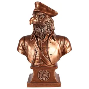 Colonial eagle bust with tricorn hat, vintage copper finish, rustic patriotic decor