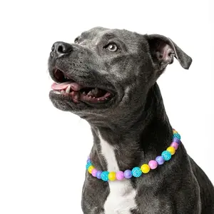 JOGIA Iridescent Pastels Beaded Dog Necklace with shimmering beads