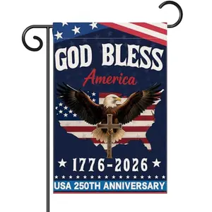 Pusfyeoh God Bless America 250th Anniversary Garden Flag with patriotic design