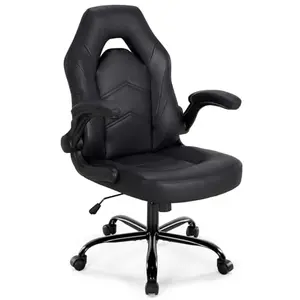 DUMOS black gaming chair with flip-up armrests