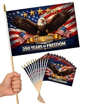 Bunch of small American flags on sticks
