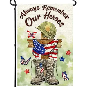 Always Remember Our Heroes garden flag