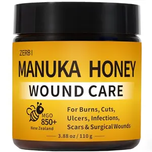 ZERBI manuka honey wound ointment tube with a smooth gel being applied to a cut