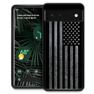 Toulas Pixel 8 case with subtle wood grain American flag design