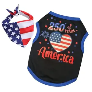 Black dog shirt with American flag design and included bandana