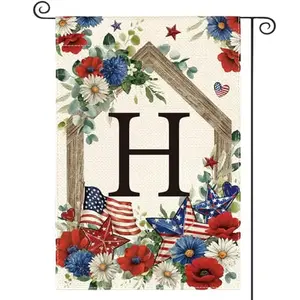 AVOIN colorlife Initial Letter H Monogram Patriotic Garden Flag 12x18 inch