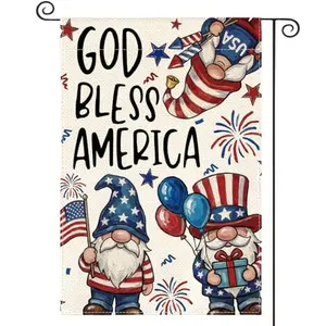 AVOIN colorlife double-sided patriotic gnome garden flag with God Bless America message