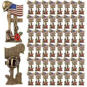 100 red poppy pins with American flag design for Memorial Day and veterans tributes
