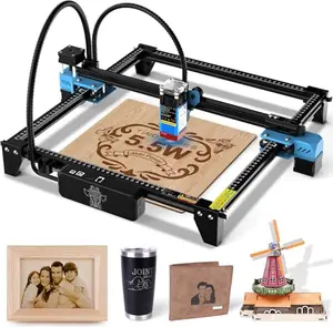 Twotrees TTS-55 Pro laser engraver cutting a large wooden American flag