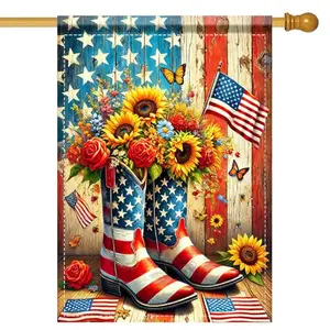 Nuxovilar Oversized Patriotic Cowboy Boots Garden Flag