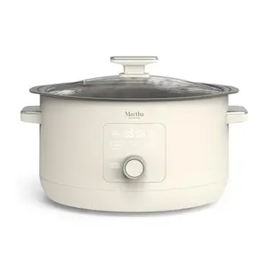 Martha Stewart 8 Quart Programmable Slow Cooker in linen white