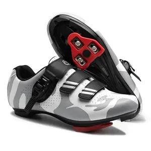 CJROSM unisex grey cycling shoes with pre-installed Delta cleats for Peloton bikes