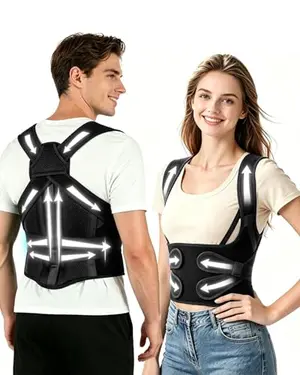 STALLY ONE Posture Corrector for Women & Men, Upgraded Dynamic Traction Correction System, black, comfortable design