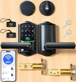 Veise WiFi Smart Lock with handle and non‑keyed deadbolt