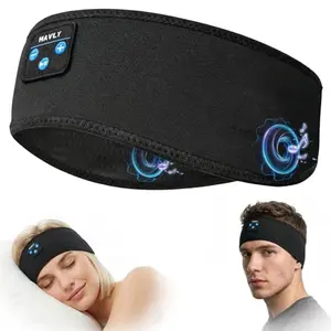 Navly sleep headband headphones with flat rear control panel in black ink