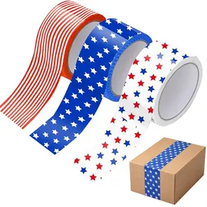 Three rolls of Marspark decorative patriotic tape with different star and stripe patterns