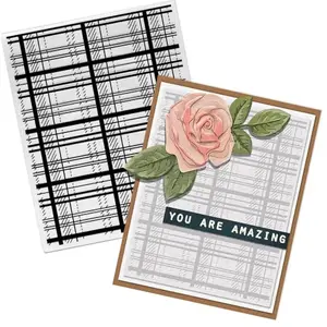 Habbiful plaid woven background embossing folder with grid pattern