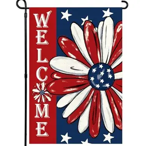 Agroon 4th of July Floral Garden Flag with red, white, and blue flowers