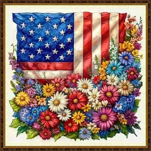 Redxing Magic Flag Flowers Counted Cross Stitch Kit with tools