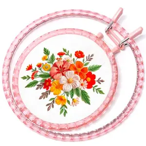 Caydo metal spring tension hoops in pink, 6 and 8 inch, featuring crystal diamond texture