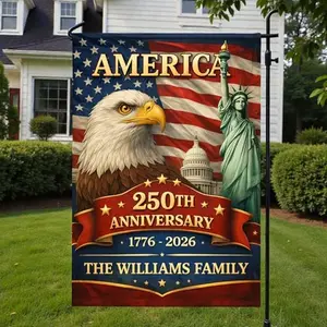 Fastpeace America's 250th Anniversary Personalized Garden Flag with family name