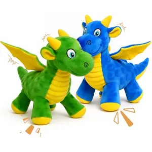 BBeary dragon plush dog toys with crinkle wings and squeakers