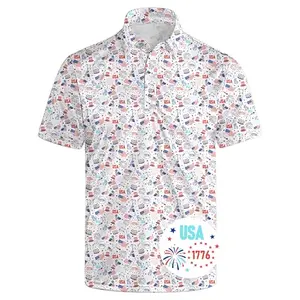 Bornore American Flag Golf Shirts for Men