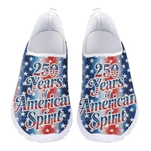 Jeiento US flag stars stripes breathable mesh sneakers for teachers