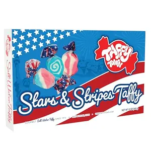 Taffy Town Stars and Stripes gift box with assorted salt water taffy in red, white, and blue wrappers
