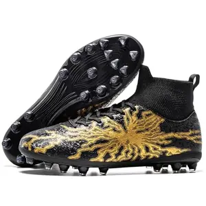 LXONINXO high-top youth soccer cleat with metallic stripe design