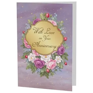 Elegant floral A5 anniversary card with gold accents and printed verse