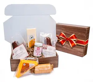 Gift Box Garden Classic Assortment with Wisconsin cheddar, hot pepper cheese, two summer sausages, crackers, and mustard