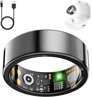 REWSX black smart ring with charging case for sleep tracking