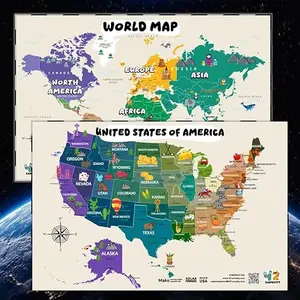Two large 24x36 inch laminated maps with write-on wipe-off surface