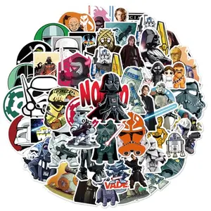 Cartoon Star Wars stickers on water bottle and phone