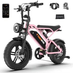 Tamobyke electric bike, pink fat tire e-bike with full suspension