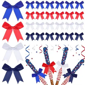 Riceshoot twist tie bows in red, white, royale blue and navy for gift wrapping