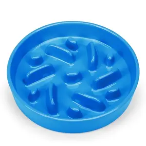Anipaw ceramic slow feeder dog bowl in blue