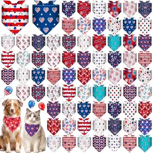 Locmeo 72-pack of patriotic dog bandanas with various 4th of July designs