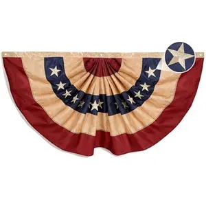 FRF Fun Run Flags American patriotic bunting 3x6 ft vintage style pleated fan flag with embroidered stars for outdoor display