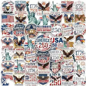 Retro 250th anniversary stickers on laptop