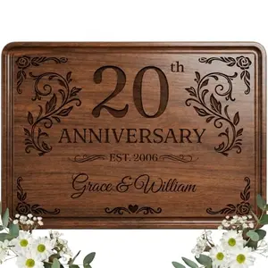 ARTDECO bamboo engraved anniversary cutting board with names and date