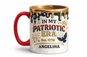 Printualist customizable 250th anniversary coffee mug with 3D-effect American flag and eagle design, available in multiple variants