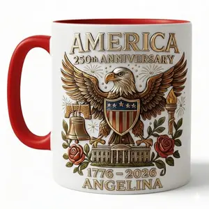 Personalized ceramic mug with 3D-effect USA 250th anniversary design