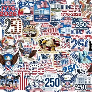 50pcs United States 250th anniversary stickers with eagle and flag designs