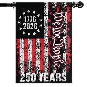 PAXMATE 250th Anniversary American house flag in double-sided burlap, 28x40 inches, featuring We The People 250 Years design