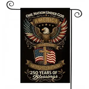 party greeting 250th birthday america garden flag with eagle and cross