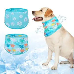 BEAUTYZOO blue paw and tree pattern cooling dog bandanas